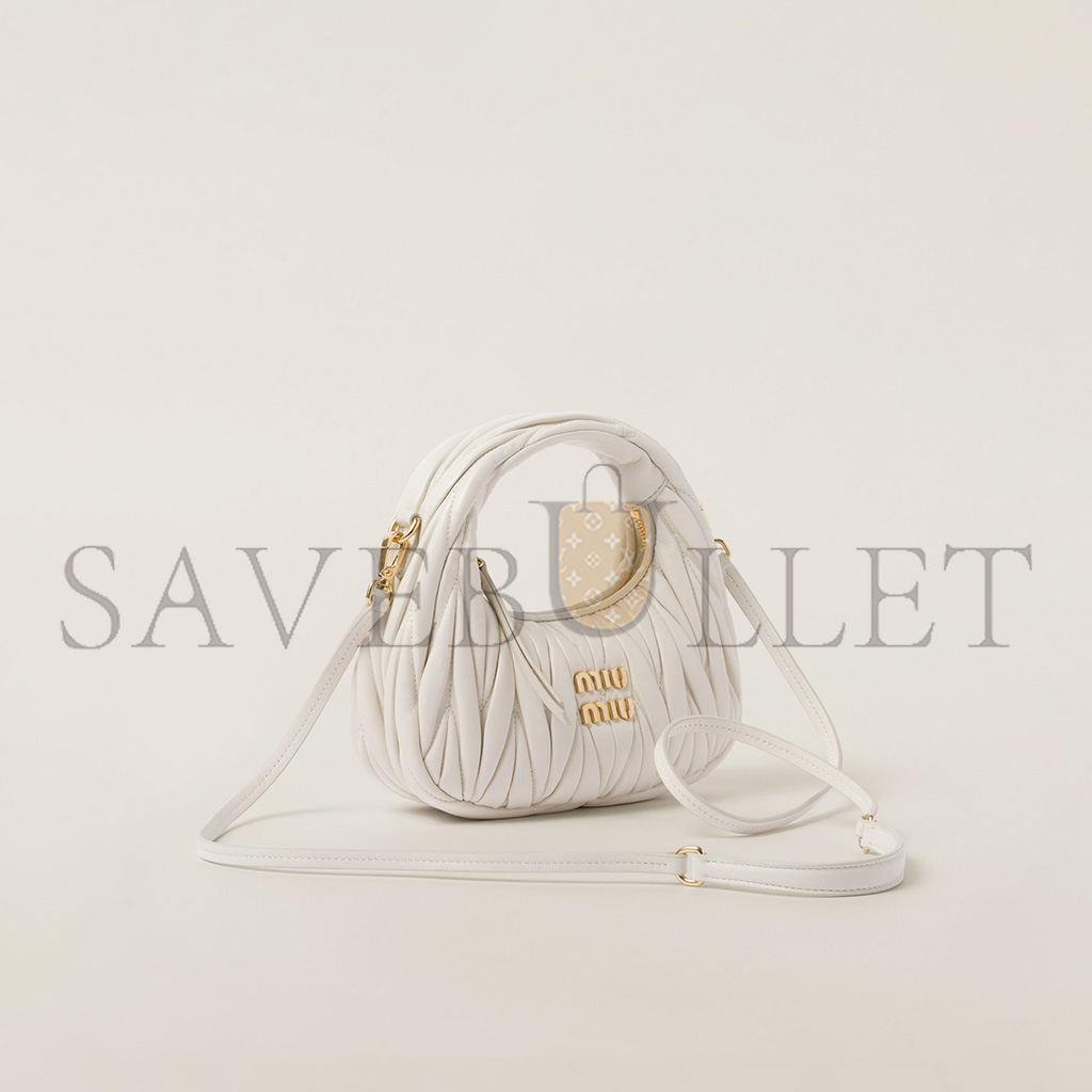 MIU MIU WANDER MATELASSÉ NAPPA LEATHER HOBO MINI-BAG 5BP078 (17.5*14*5.5cm)